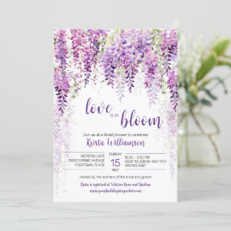 Invitation Fête des mariées de glycine à l'aquarelle violet