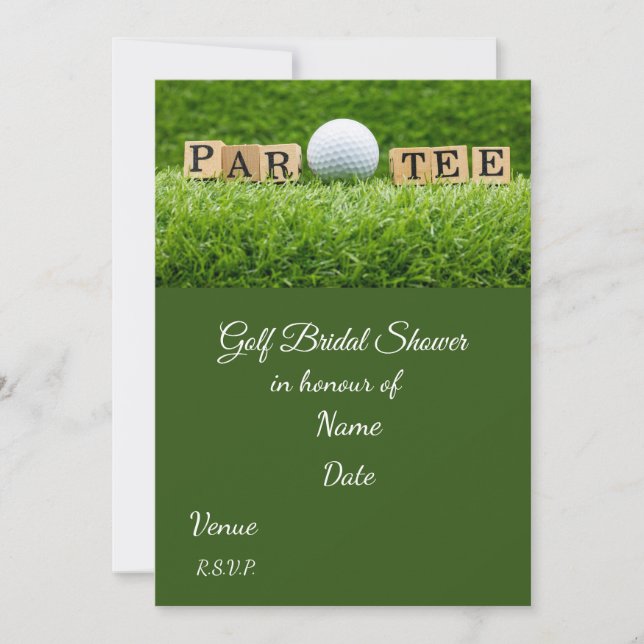 Invitation Fête des mariées de golf avec balle de golf Enregi (Devant)