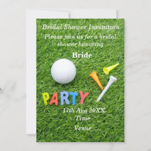 Invitation Fête des mariées de golf avec balle et tee sur ver