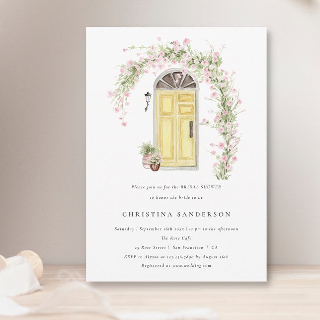 Invitation Fête des mariées de jardin à fleurs rose rustique (Créateur téléchargé)