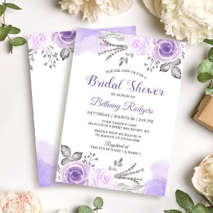 Invitation Fête des mariées de jardin chic Pastel Purple Rose