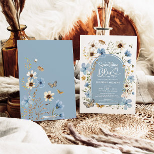 Invitation Fête des mariées de jardin Fleur sauvage bleu