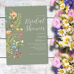 Invitation Fête des mariées de jardin Fleur sauvage Sage Gree