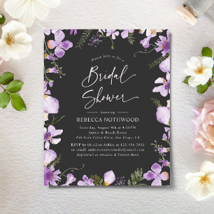 Invitation Fête des mariées de jardin noir pourpre