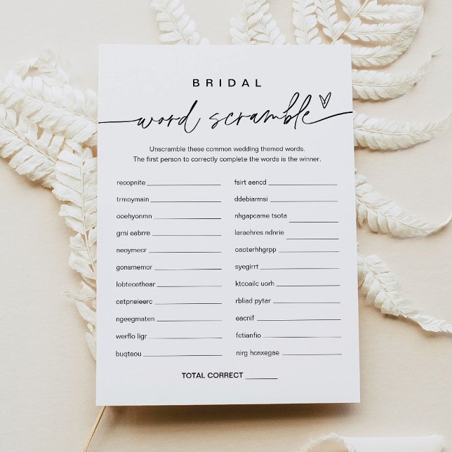 Invitation Fête des mariées de jeu EVERLEIGH Word Scramble (Créateur téléchargé)