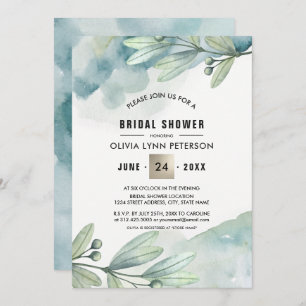Invitation Fête des mariées de la branche de Berry Green Blue