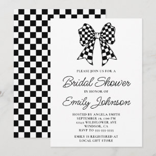 Invitation Fête des mariées de la corbeille en noir et blanc