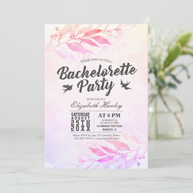 Invitation Fête des mariées de la fête de bachelorette Feuill (Debout devant)