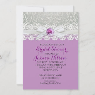 Invitation Fête des mariées de la lavande de ruban Rose Argen