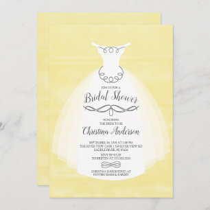 Invitation Fête des mariées de la mariée jaune aquarelle
