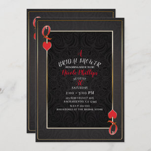 Invitation Fête des mariées de la Reine des Coeurs noire et r