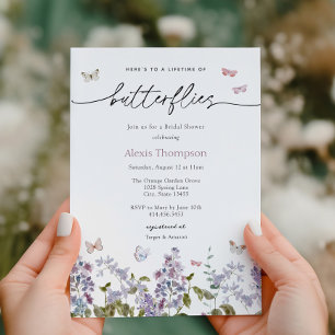 Invitation Fête des mariées de la vie pourpre des papillons