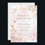 Invitation Fête des mariées de lavage à l'aquarelle papillon<br><div class="desc">Fête des mariées de lavage à l'aquarelle rose papillon. Le libellé peut être modifié en n'importe quelle occasion.</div>