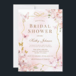 Invitation Fête des mariées de lavage à l'aquarelle papillon<br><div class="desc">Fête des mariées de lavage à l'aquarelle rose papillon. Le libellé peut être modifié en n'importe quelle occasion.</div>