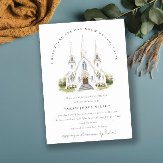 Invitation Fête des mariées de l'église catholique simple Wat