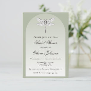 Invitation Fête des mariées de libellule verte Sage