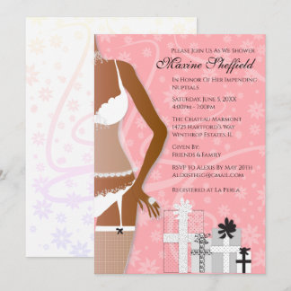 Invitation Fête des mariées de lingerie afro-américaine Rose
