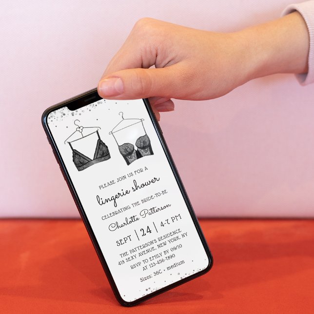 Invitation Fête des mariées de lingerie en dentelle noire (Créateur téléchargé)