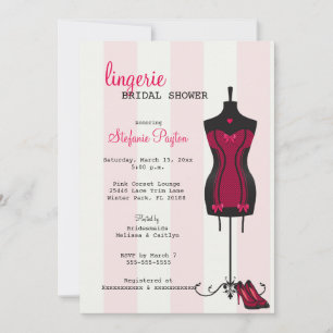 Invitation Fête des mariées de lingerie en dentelle rose et n