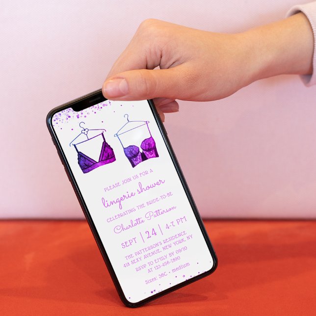 Invitation Fête des mariées de lingerie en dentelle violette (Créateur téléchargé)