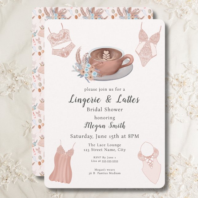 Invitation Fête des mariées de lingerie et lattes (Créateur téléchargé)