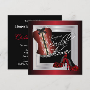 Invitation Fête des mariées de lingerie glamour   Rouge foncé