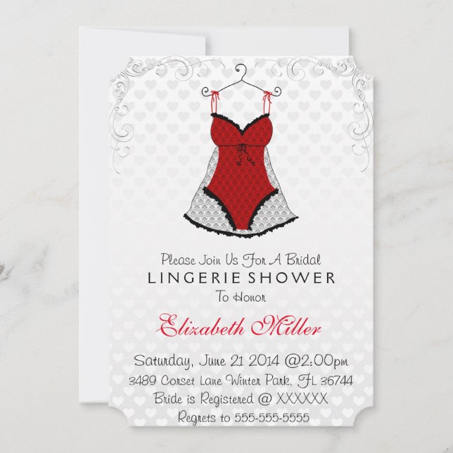 Invitation Fête des mariées de lingerie noire et rouge (Devant)