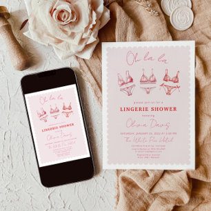 Invitation Fête des mariées de lingerie rose Flirty Bachelore