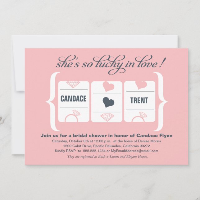 Invitation Fête des mariées de machine à sous (Devant)