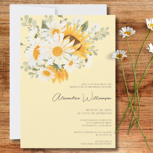 Invitation Fête des mariées de marguerites et tournesols (Créateur téléchargé)