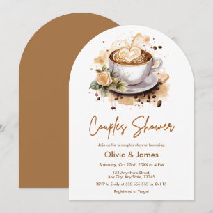 Invitation Fête des mariées de Mariage de café Floral Couples