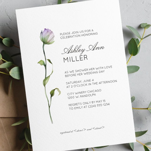 Invitation Fête des mariées de Mariage de détail floral minim (Créateur téléchargé)