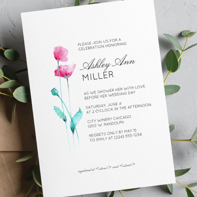 Invitation Fête des mariées de Mariage de détail floral minim (Créateur téléchargé)