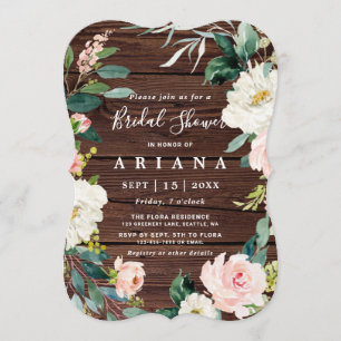 Invitation Fête des mariées de Mariage de en bois rustique