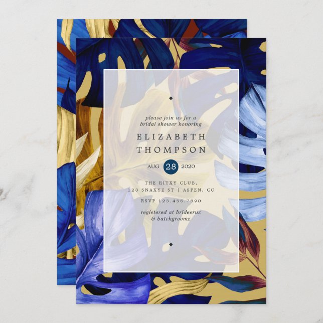 Invitation Fête des mariées de Mariage de forêt exotique (Devant / Derrière)