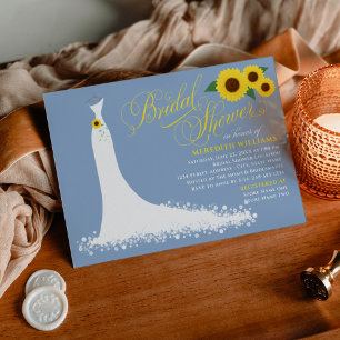 Invitation Fête des mariées de Mariage de tournesol bleu Dust