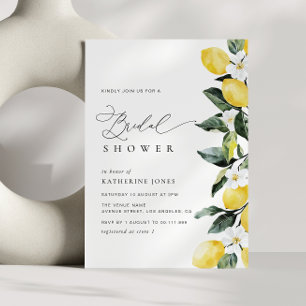 Invitation Fête des mariées de Mariage fleuri citron vert mod