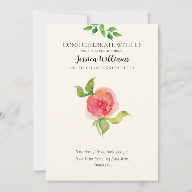 Invitation Fête des mariées de Mariage floral gracieux (Devant)