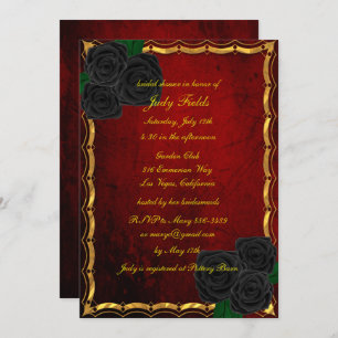Invitation Fête des mariées de Mariage gothique Rose rouge sa