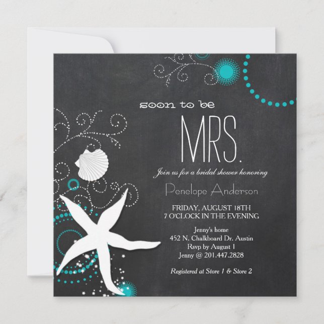 Invitation Fête des mariées de mariage moderne Chalkboard Bea (Devant)