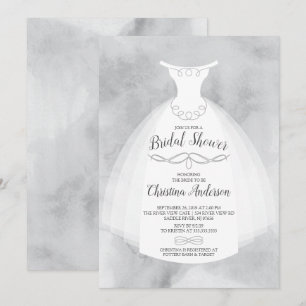 Invitation Fête des mariées de mariée gris aquarelle