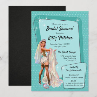 Invitation Fête des mariées de mariée Turquoise vintage rétro