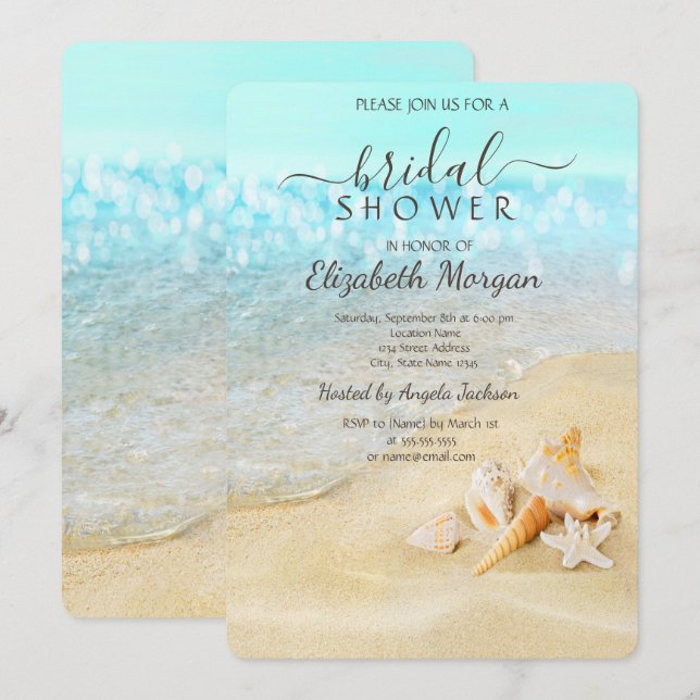 Invitation Fête des mariées de mer de sable de plage (Devant / Derrière)