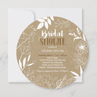Invitation Fête des mariées de Motif botanique Rustique Kraft