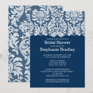 Invitation Fête des mariées de motif de Damas de dentelle bla