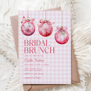 Invitation Fête des mariées de Noël rose Brunch