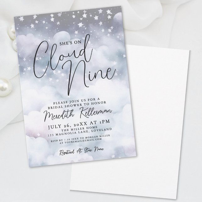 Invitation Fête des mariées de nuages lunaires (Whimsical Cloud Bridal Shower Invitation)