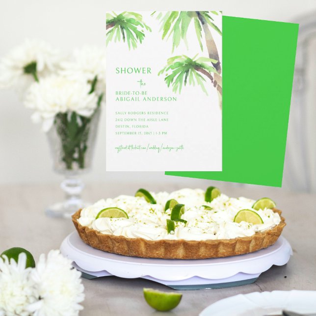 Invitation Fête des mariées de palmier vert citron (Créateur téléchargé)