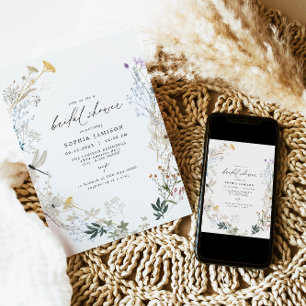 Invitation Fête des mariées de papillon Fleur sauvage Boho dé