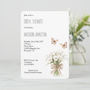 Invitation Fête des mariées de papillons floraux Calla Lilly